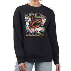 Cleveland Cavaliers G-III 4Her by Carl Banks Women's Flowers Team Logo Graphic Fleece Crewneck Pullover Sweatshirt Black outlet