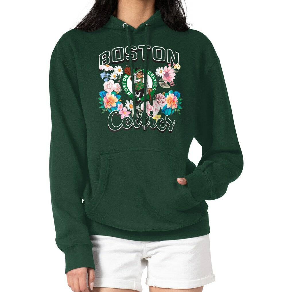 Boston Celtics G-III 4Her by Carl Banks Women's Flowers Team Logo Graphic Fleece Pullover Hoodie Green outlet