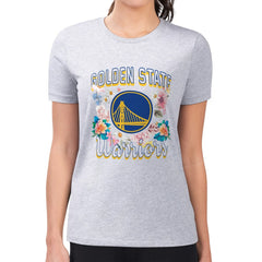 Golden State Warriors G-III 4Her by Carl Banks Women's Super-Slim Fit Lightweight Flowers Team Logo Graphic T-Shirt Heather Gray