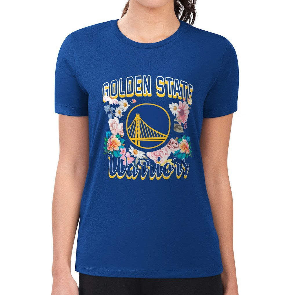 Golden State Warriors G-III 4Her by Carl Banks Women's Super-Slim Fit Lightweight Flowers Team Logo Graphic T-Shirt Royal
