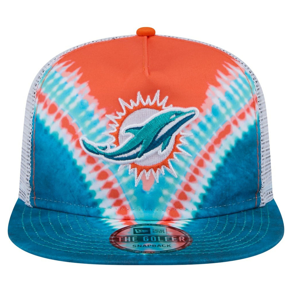 Miami Dolphins New Era Throwback Dye Golfer Snapback Hat - Orange/Aqua Hats