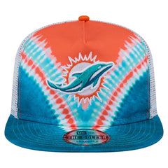 Miami Dolphins New Era Throwback Dye Golfer Snapback Hat - Orange/Aqua Hats