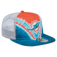 Miami Dolphins New Era Throwback Dye Golfer Snapback Hat - Orange/Aqua Hats
