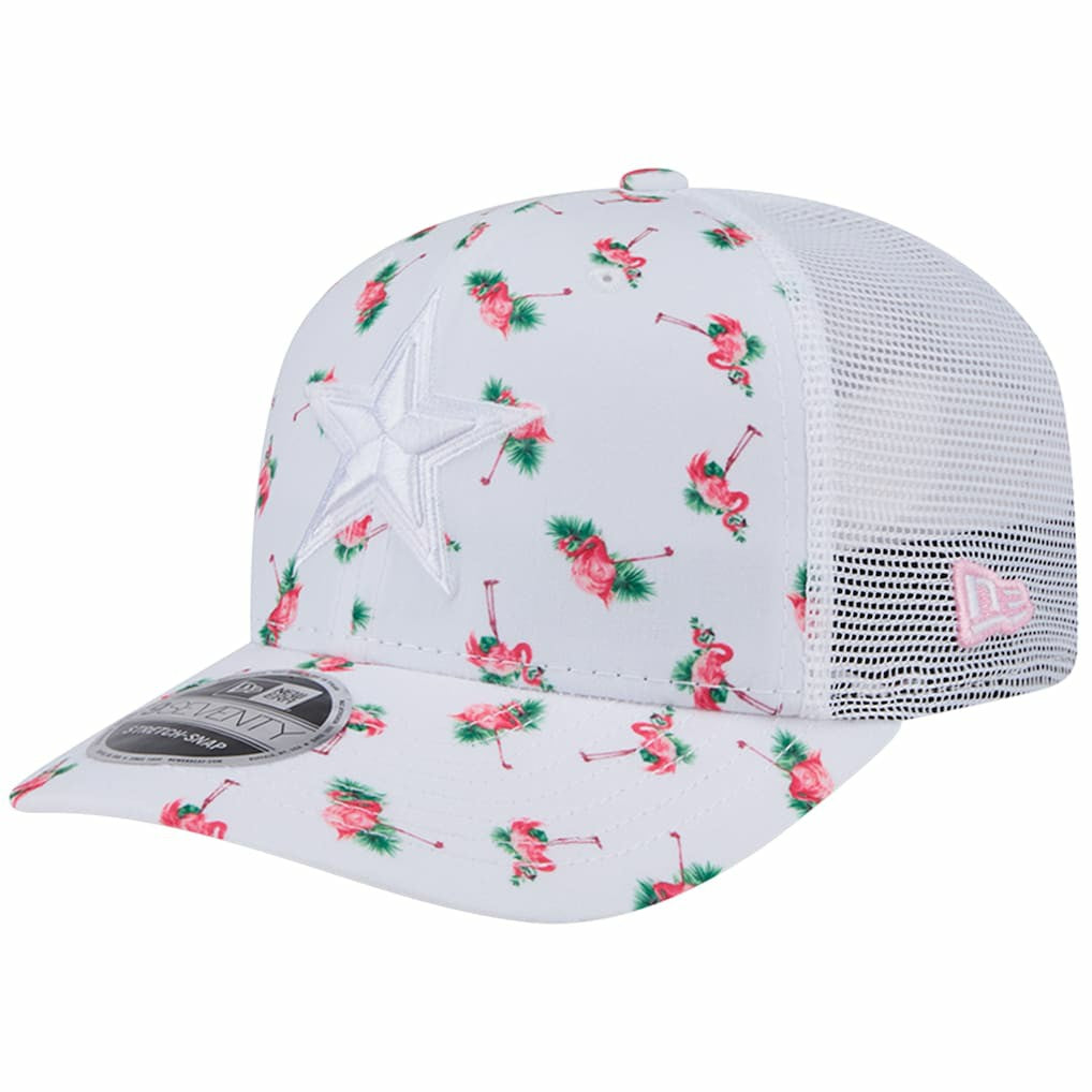 Dallas Cowboys New Era Adventure Flamingo Pattern 9SEVENTY Stretch-Snap Hat - White Hats