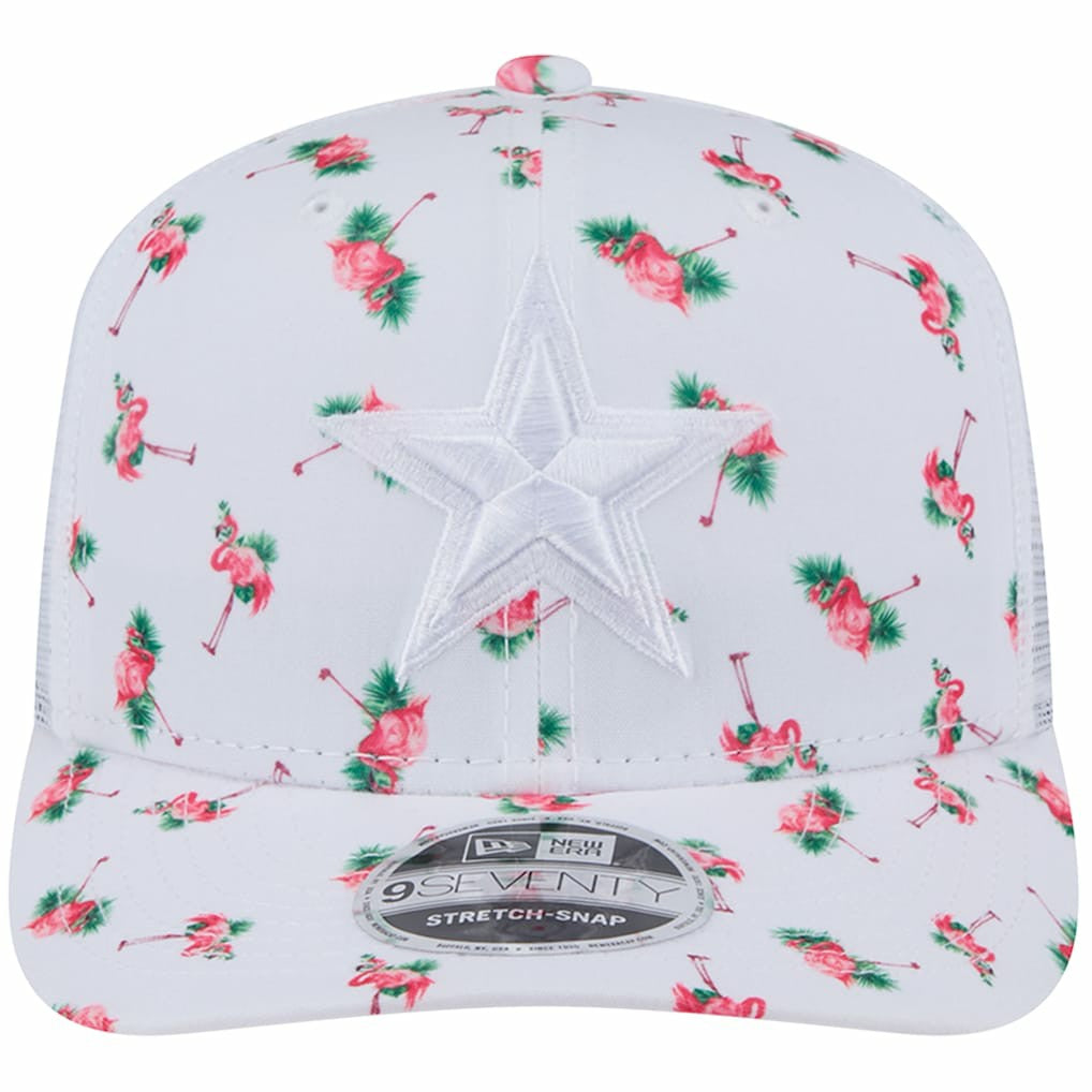 Dallas Cowboys New Era Adventure Flamingo Pattern 9SEVENTY Stretch-Snap Hat - White Hats