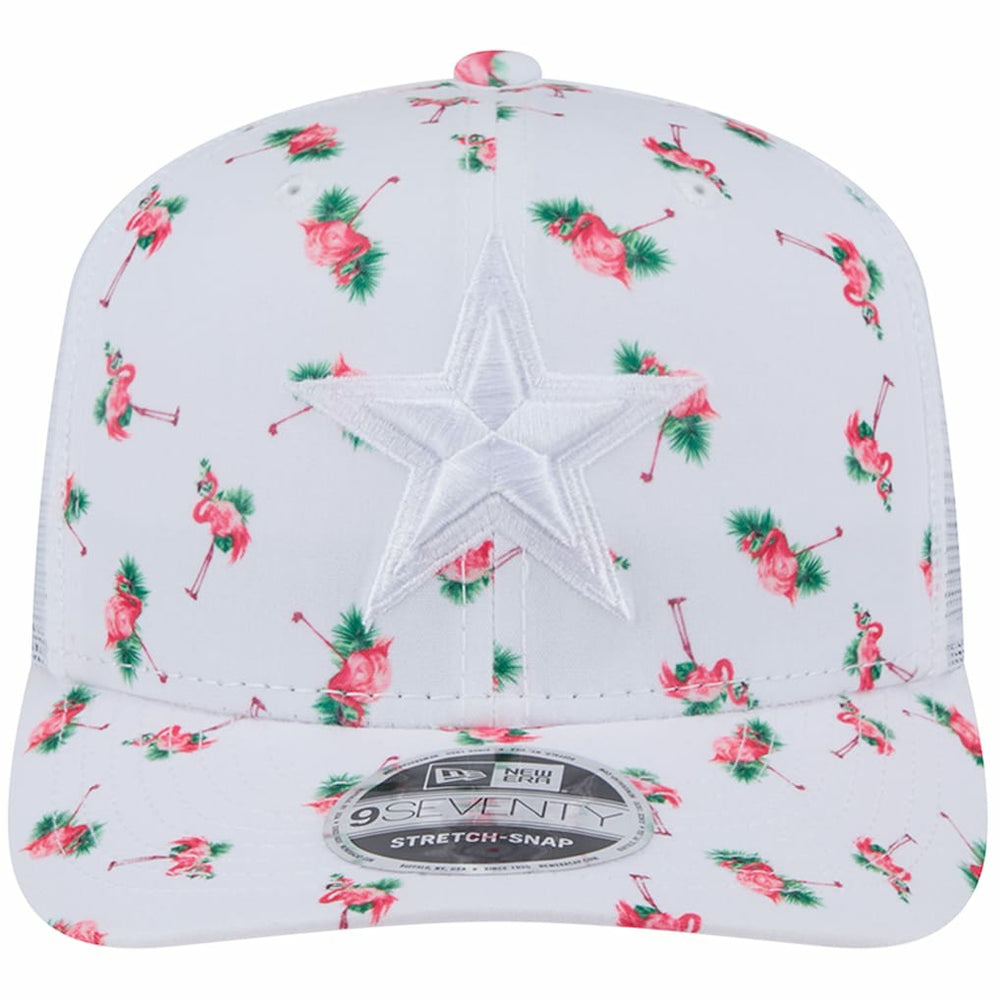 Dallas Cowboys New Era Adventure Flamingo Pattern 9SEVENTY Stretch-Snap Hat - White Hats