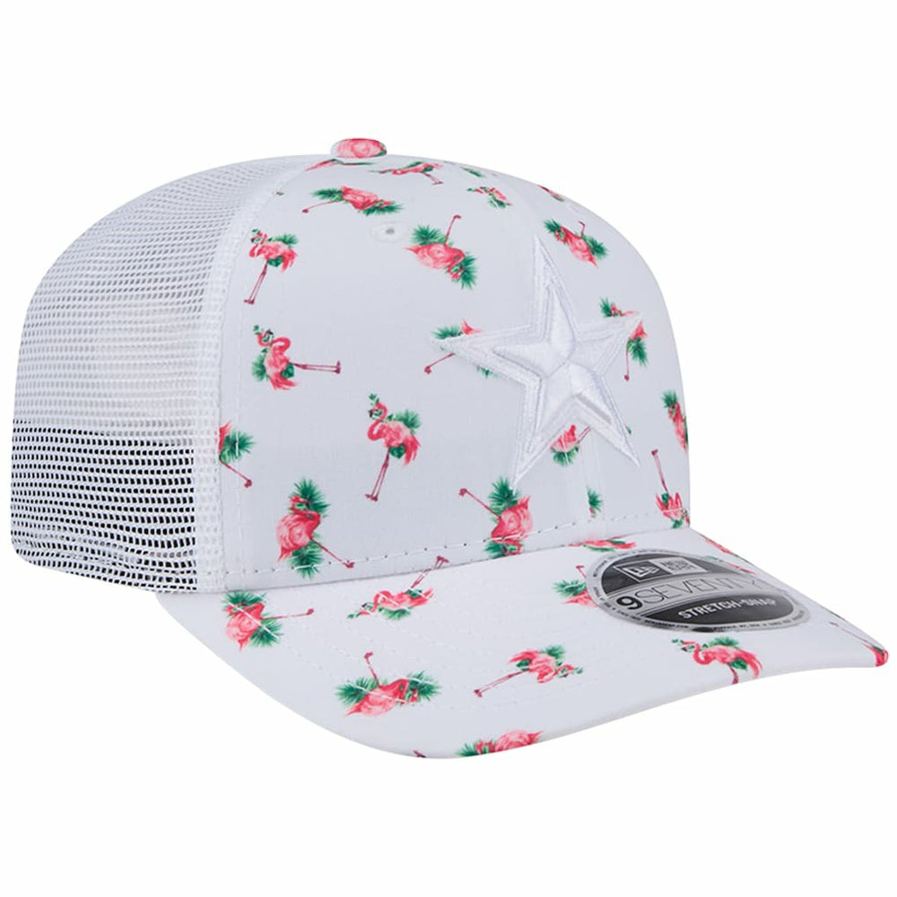 Dallas Cowboys New Era Adventure Flamingo Pattern 9SEVENTY Stretch-Snap Hat - White Hats
