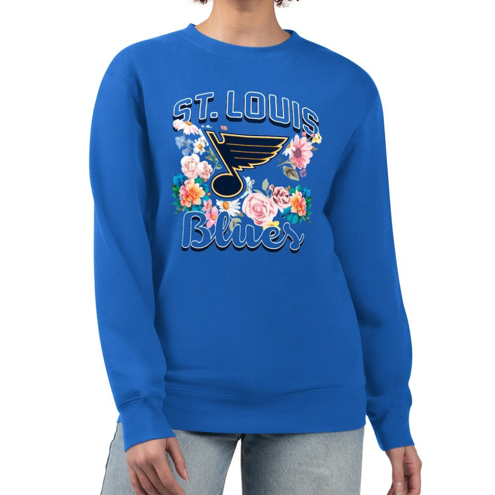 St. Louis Blues G-III 4Her by Carl Banks Women's Flower Logo Pullover Sweatshirt - Blue | US 201906025