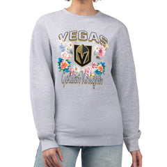 Vegas Golden Knights G-III 4Her by Carl Banks Women's Flower Logo Pullover Sweatshirt - Heather Gray | US 201906039