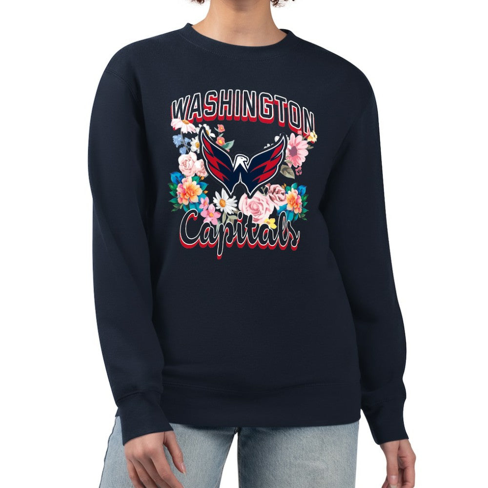 Washington Capitals G-III 4Her by Carl Banks Women's Flower Logo Pullover Sweatshirt - Navy | US 201906048