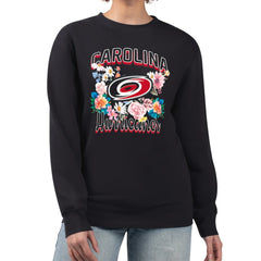 Carolina Hurricanes G-III 4Her by Carl Banks Women's Flower Logo Pullover Sweatshirt - Black | US 201906051