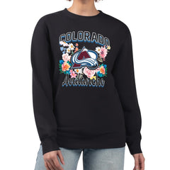 Colorado Avalanche G-III 4Her by Carl Banks Women's Flower Logo Pullover Sweatshirt - Black | US 201906055