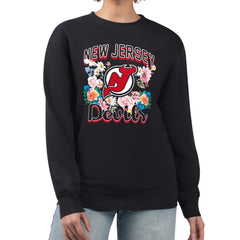 New Jersey Devils G-III 4Her by Carl Banks Women's Flower Logo Pullover Sweatshirt - Black | US 201906061