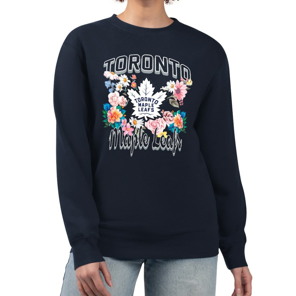 Toronto Maple Leafs G-III 4Her by Carl Banks Women's Flower Logo Pullover Sweatshirt - Navy | US 201906063