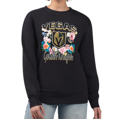 Vegas Golden Knights G-III 4Her by Carl Banks Women's Flower Logo Pullover Sweatshirt - Black | US 201906064
