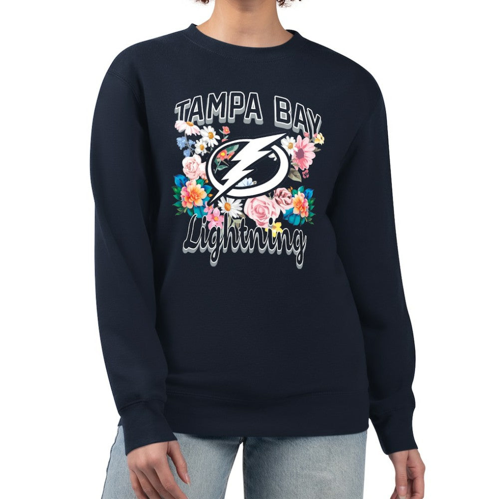 Tampa Bay Lightning G-III 4Her by Carl Banks Women's Flower Logo Pullover Sweatshirt - Navy | US 201906069