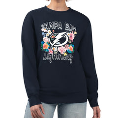 Tampa Bay Lightning G-III 4Her by Carl Banks Women's Flower Logo Pullover Sweatshirt - Navy | US 201906069