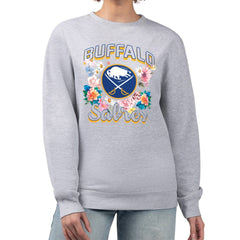 Buffalo Sabres G-III 4Her by Carl Banks Women's Flower Logo Pullover Sweatshirt - Heather Gray | US 201906071