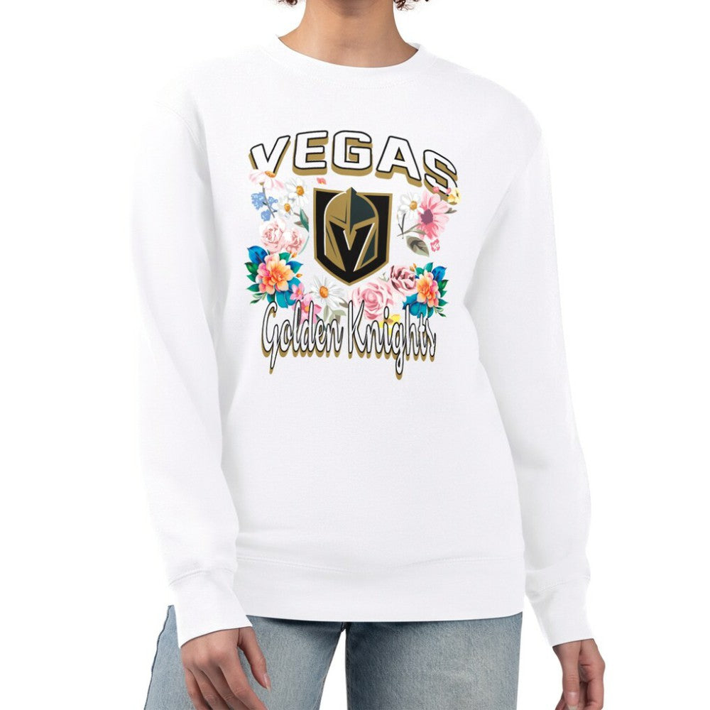 Vegas Golden Knights G-III 4Her by Carl Banks Women's Flower Logo Pullover Sweatshirt - White | US 201906073
