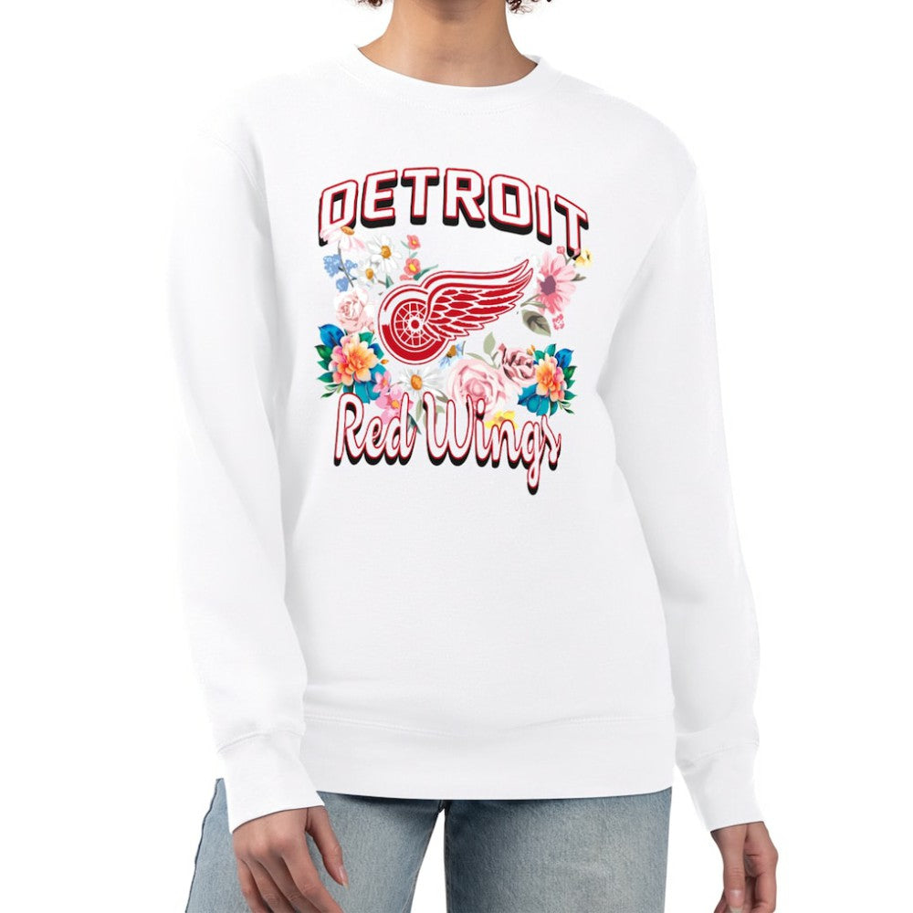Detroit Red Wings G-III 4Her by Carl Banks Women's Flower Logo Pullover Sweatshirt - White | US 201906075