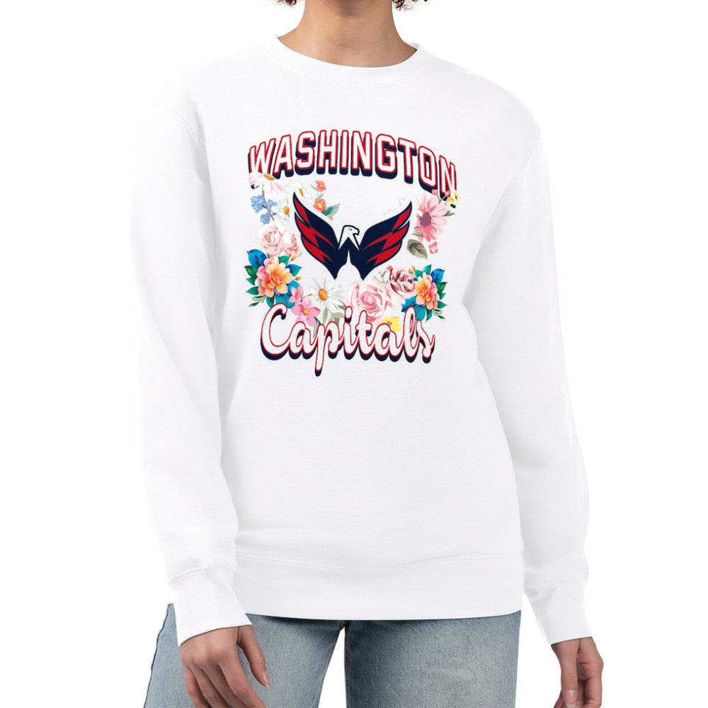Washington Capitals G-III 4Her by Carl Banks Women's Flower Logo Pullover Sweatshirt - White | US 201906076