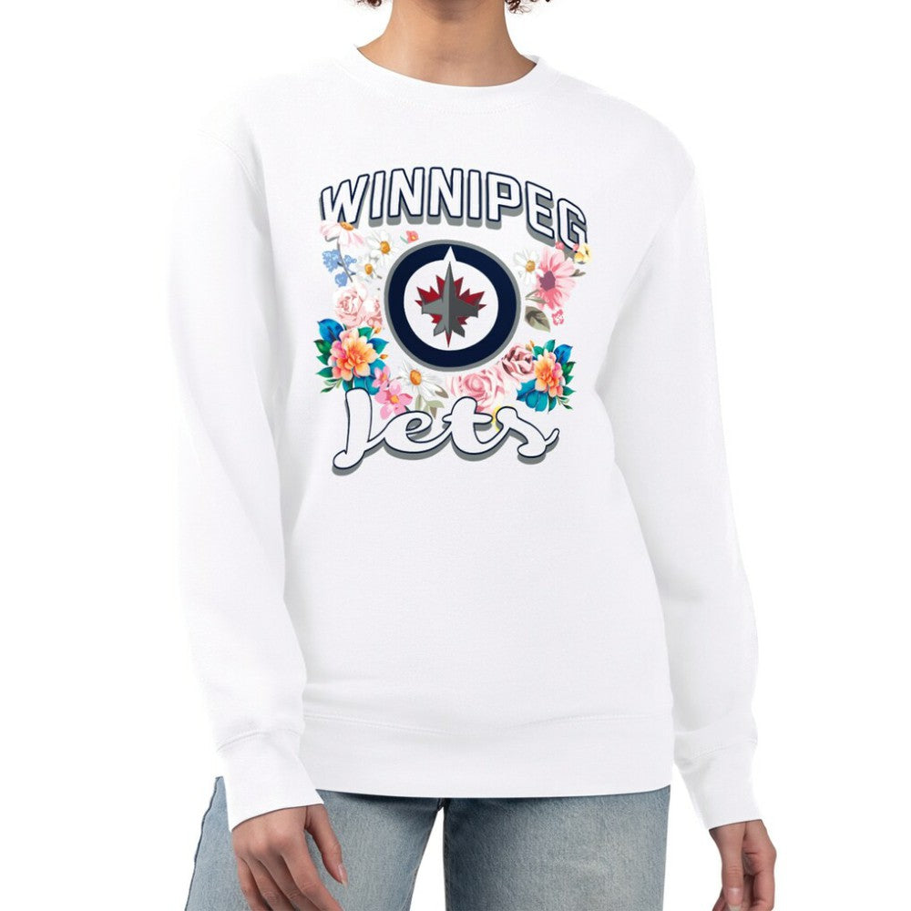 Winnipeg Jets G-III 4Her by Carl Banks Women's Flower Logo Pullover Sweatshirt - White | US 201906080