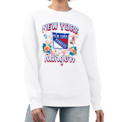 New York Rangers G-III 4Her by Carl Banks Women's Flower Logo Pullover Sweatshirt - White | US 201906088