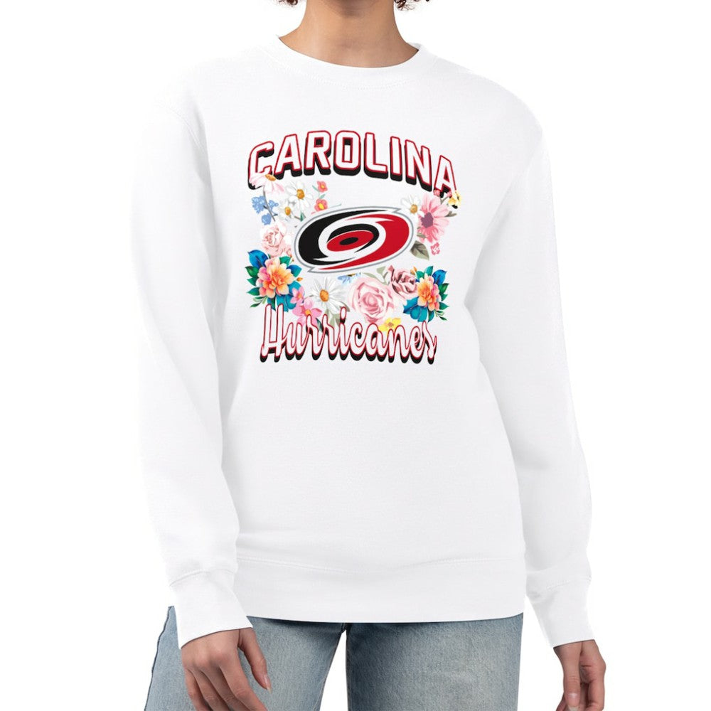 Carolina Hurricanes G-III 4Her by Carl Banks Women's Flower Logo Pullover Sweatshirt - White | US 201906106