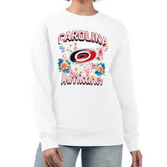 Carolina Hurricanes G-III 4Her by Carl Banks Women's Flower Logo Pullover Sweatshirt - White | US 201906106