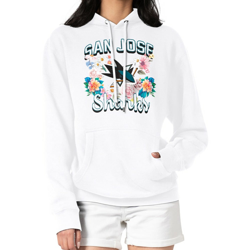 San Jose Sharks G-III 4Her by Carl Banks Women's Flower Logo Pullover Hoodie - White | US 201906115