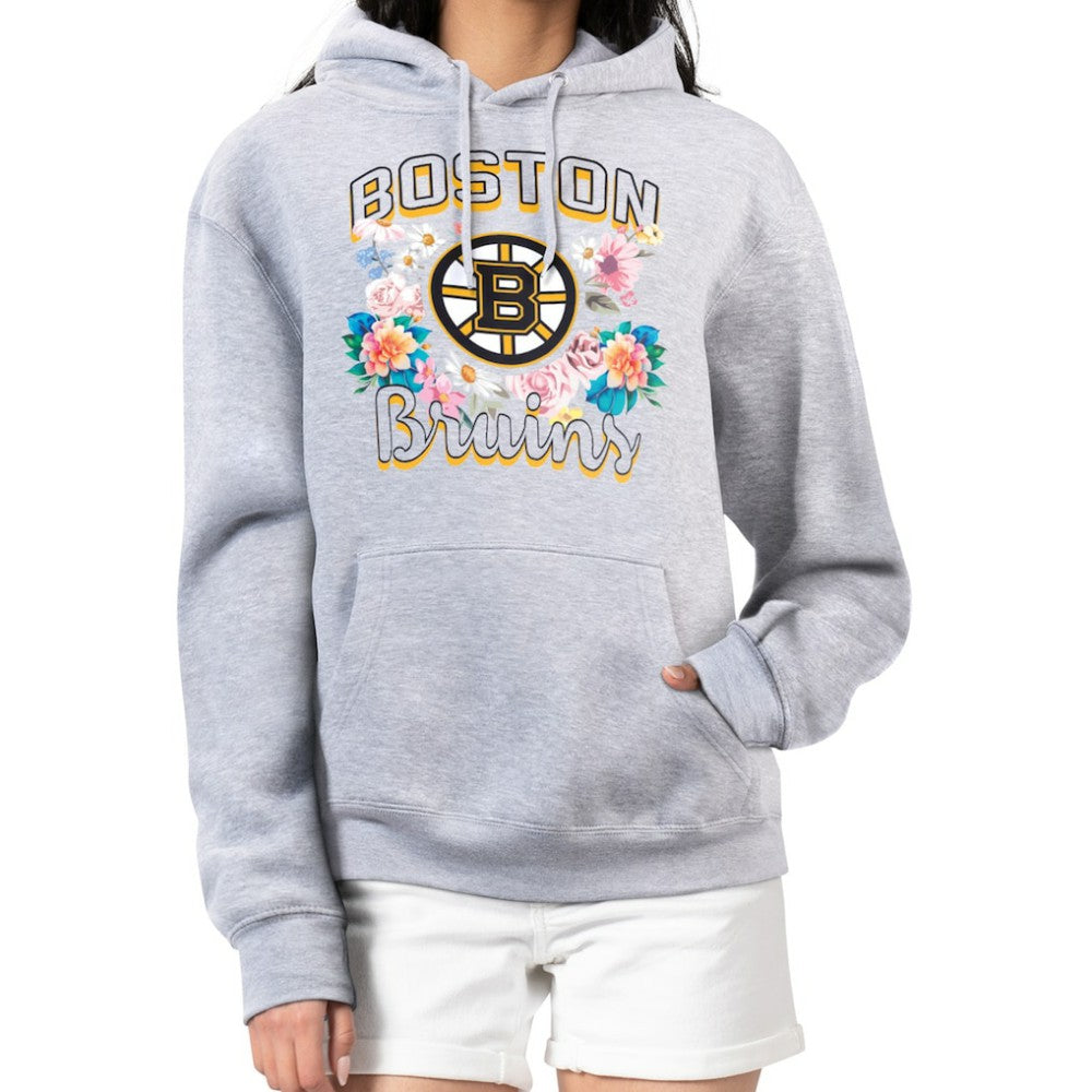 Boston Bruins G-III 4Her by Carl Banks Women's Flower Logo Pullover Hoodie - Heather Gray | US 201906124
