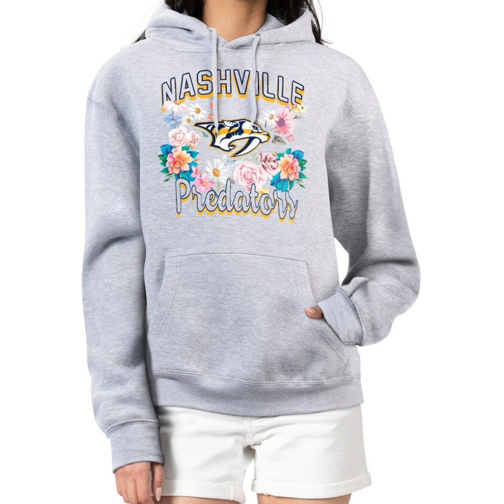 Nashville Predators G-III 4Her by Carl Banks Women's Flower Logo Pullover Hoodie - Heather Gray | US 201906138