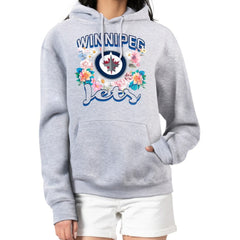 Winnipeg Jets G-III 4Her by Carl Banks Women's Flower Logo Pullover Hoodie - Heather Gray | US 201906139