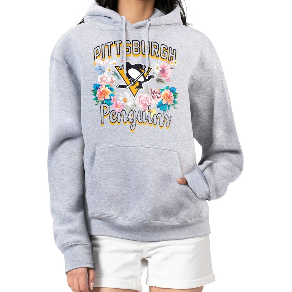 Pittsburgh Penguins G-III 4Her by Carl Banks Women's Flower Logo Pullover Hoodie - Heather Gray | US 201906153