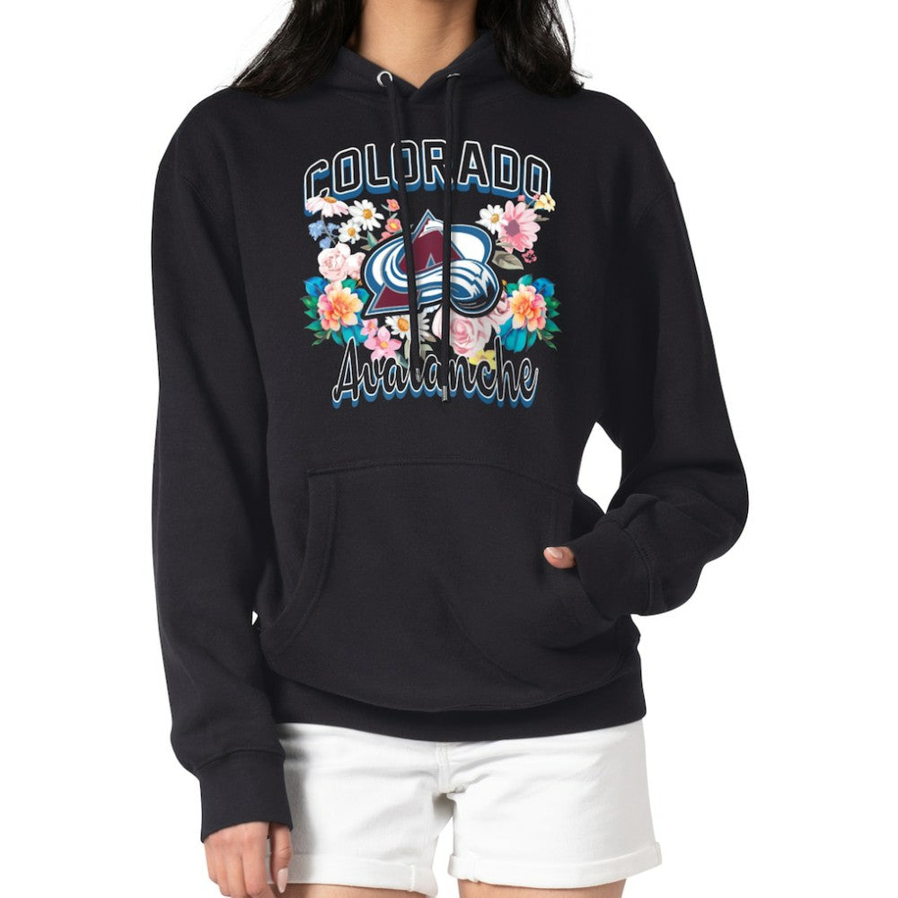 Colorado Avalanche G-III 4Her by Carl Banks Women's Flower Logo Pullover Hoodie - Black | US 201906155