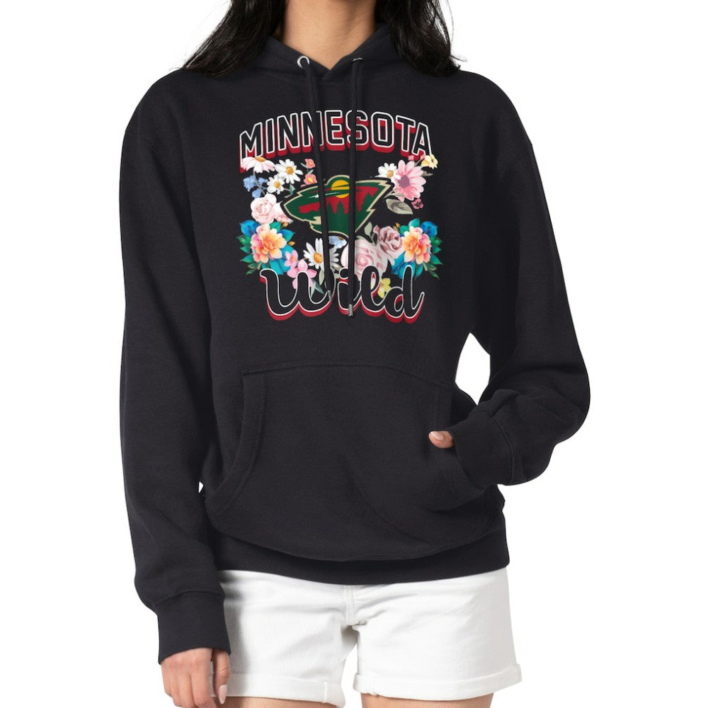 Minnesota Wild G-III 4Her by Carl Banks Women's Flower Logo Pullover Hoodie - Black | US 201906168