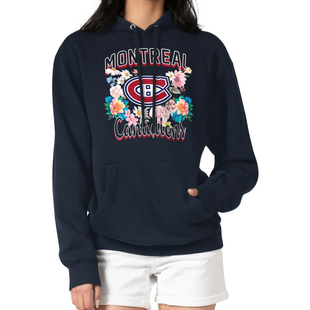 Montreal Canadiens G-III 4Her by Carl Banks Women's Flower Logo Pullover Hoodie - Navy | US 201906178