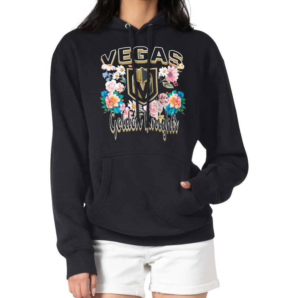 Vegas Golden Knights G-III 4Her by Carl Banks Women's Flower Logo Pullover Hoodie - Black | US 201906183