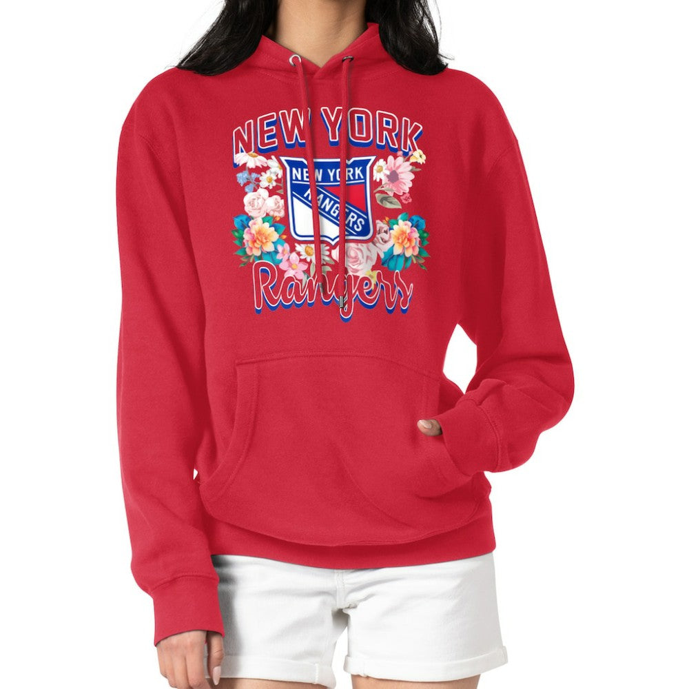 New York Rangers G-III 4Her by Carl Banks Women's Flower Logo Pullover Hoodie - Red | US 201906186