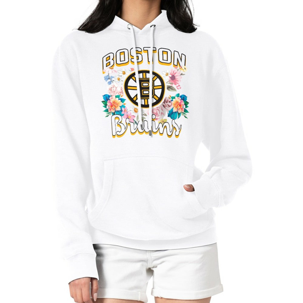 Boston Bruins G-III 4Her by Carl Banks Women's Flower Logo Pullover Hoodie - White | US 201906190