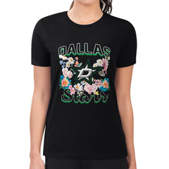 Dallas Stars G-III 4Her by Carl Banks Women's Super-Slim Fit Lightweight Flower Logo T-Shirt - Black | US 201906227