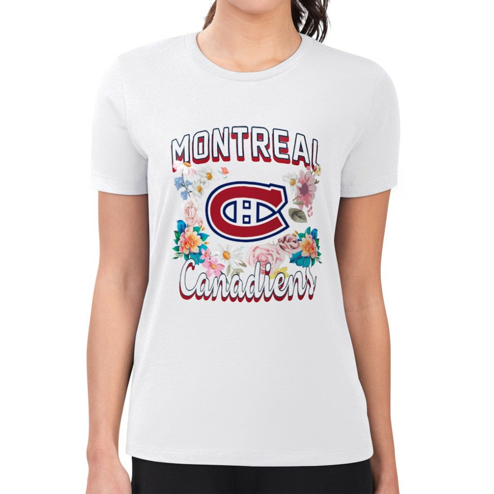 Montreal Canadiens G-III 4Her by Carl Banks Women's Super-Slim Fit Lightweight Flower Logo T-Shirt - White | US 201906292
