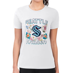 Seattle Kraken G-III 4Her by Carl Banks Women's Super-Slim Fit Lightweight Flower Logo T-Shirt - White | US 201906301