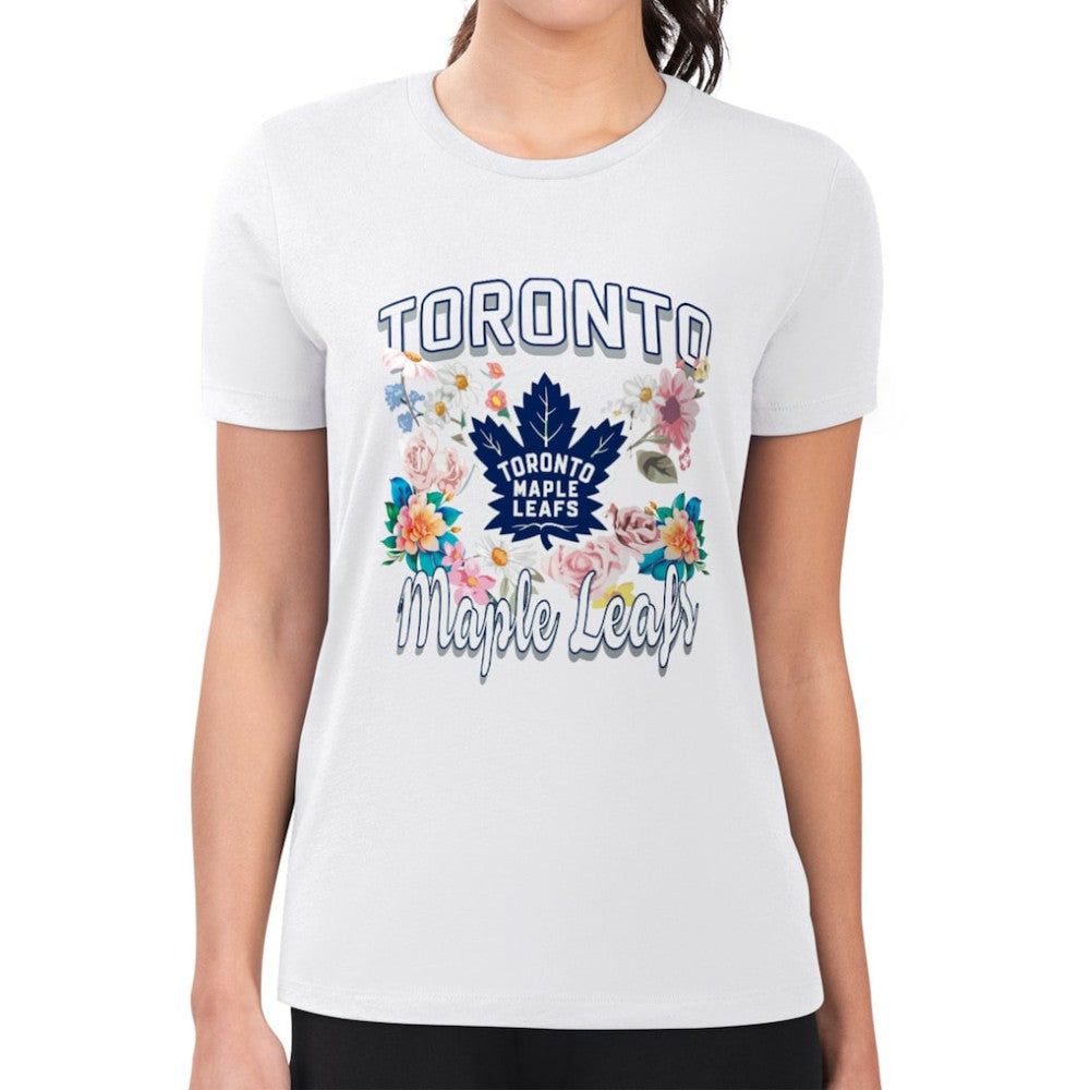 Toronto Maple Leafs G-III 4Her by Carl Banks Women's Super-Slim Fit Lightweight Flower Logo T-Shirt - White | US 201906304