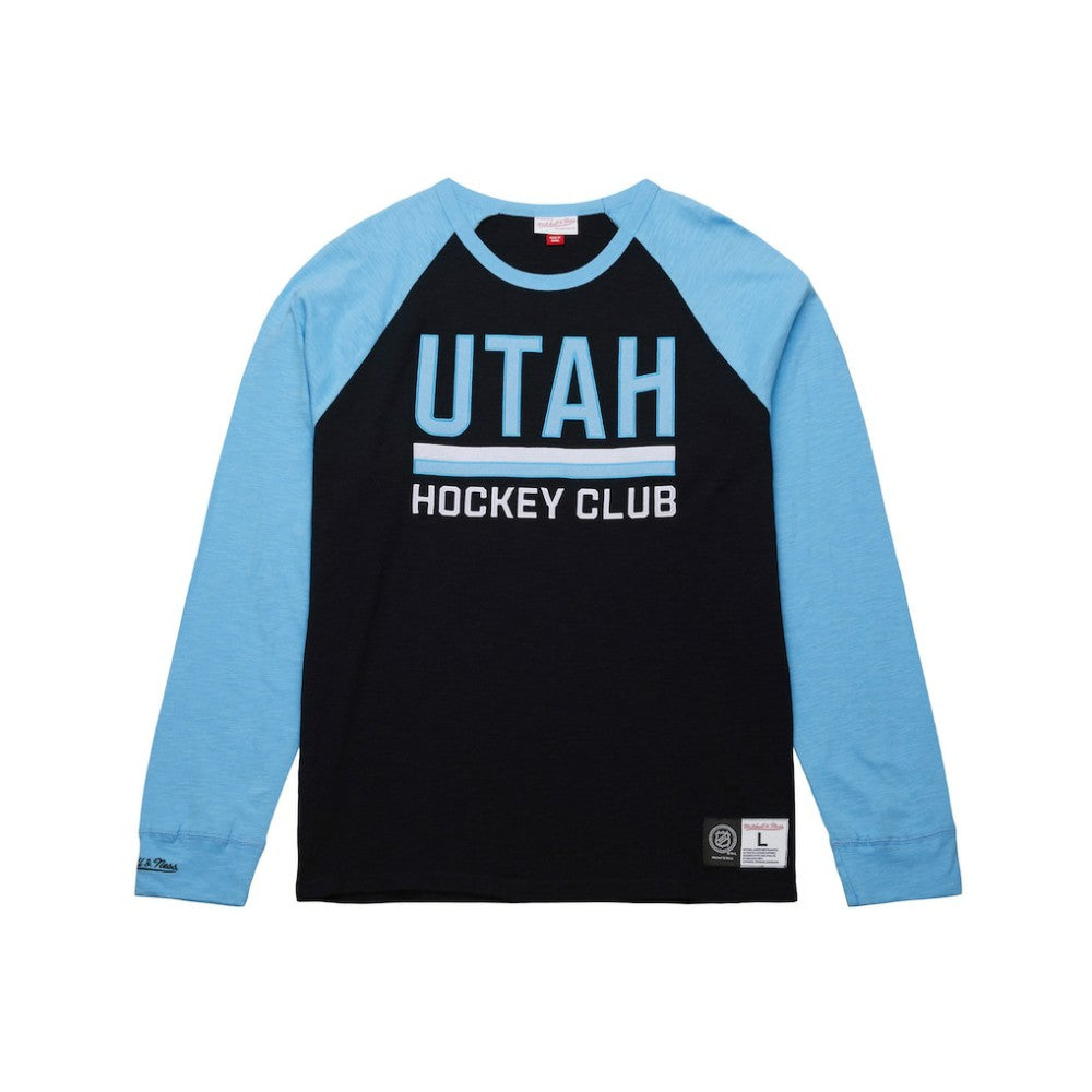 Utah Hockey Club Mitchell & Ness Legendary Slub Long Sleeve Raglan T-Shirt - Black/Light Blue | US 201906425