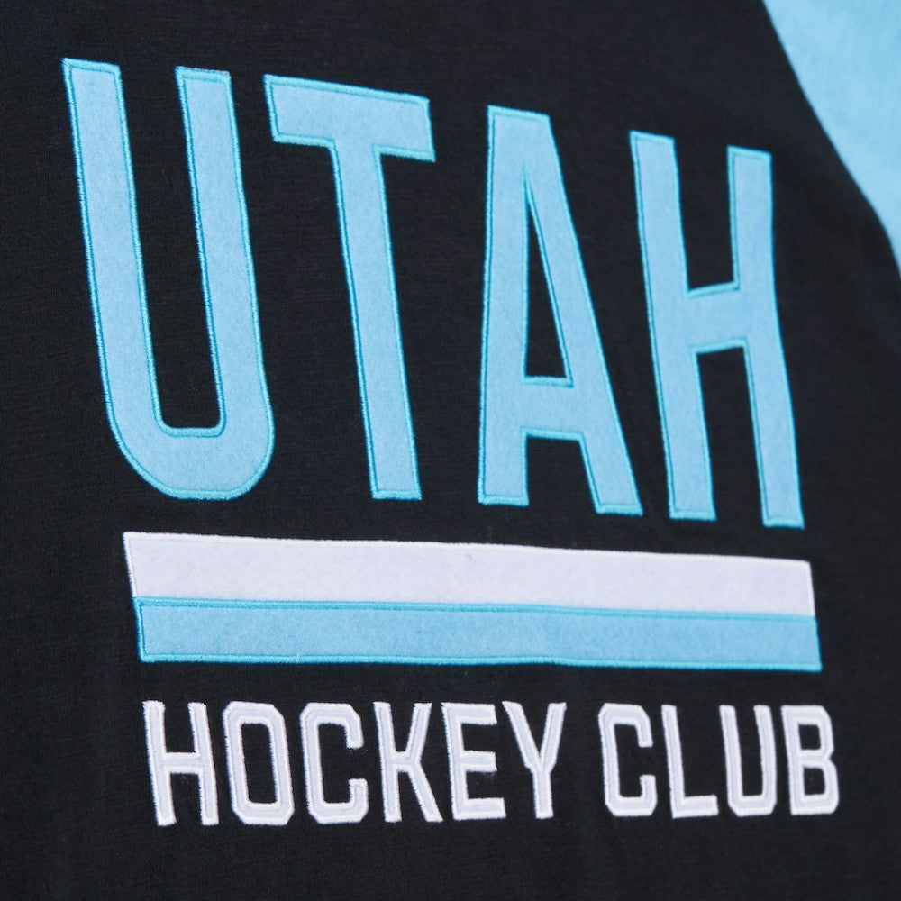 Utah Hockey Club Mitchell & Ness Legendary Slub Long Sleeve Raglan T-Shirt - Black/Light Blue | US 201906425