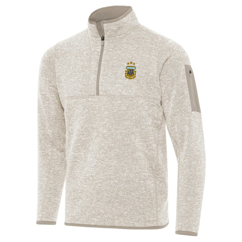 Argentina National Team Antigua Fortune Quarter-Zip Pullover Jacket Cream