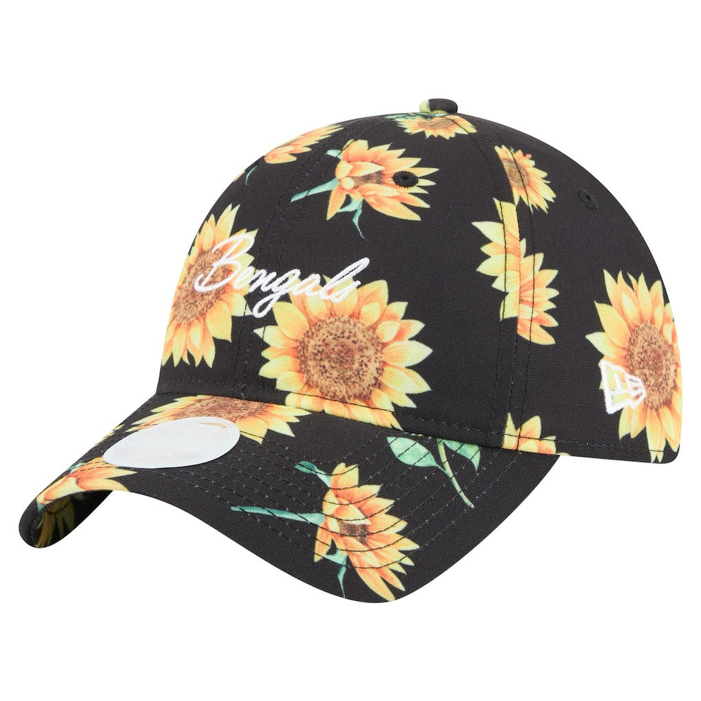 Cincinnati Bengals New Era Women's Adventure Sunflower 9TWENTY Adjustable Hat - Black Hats