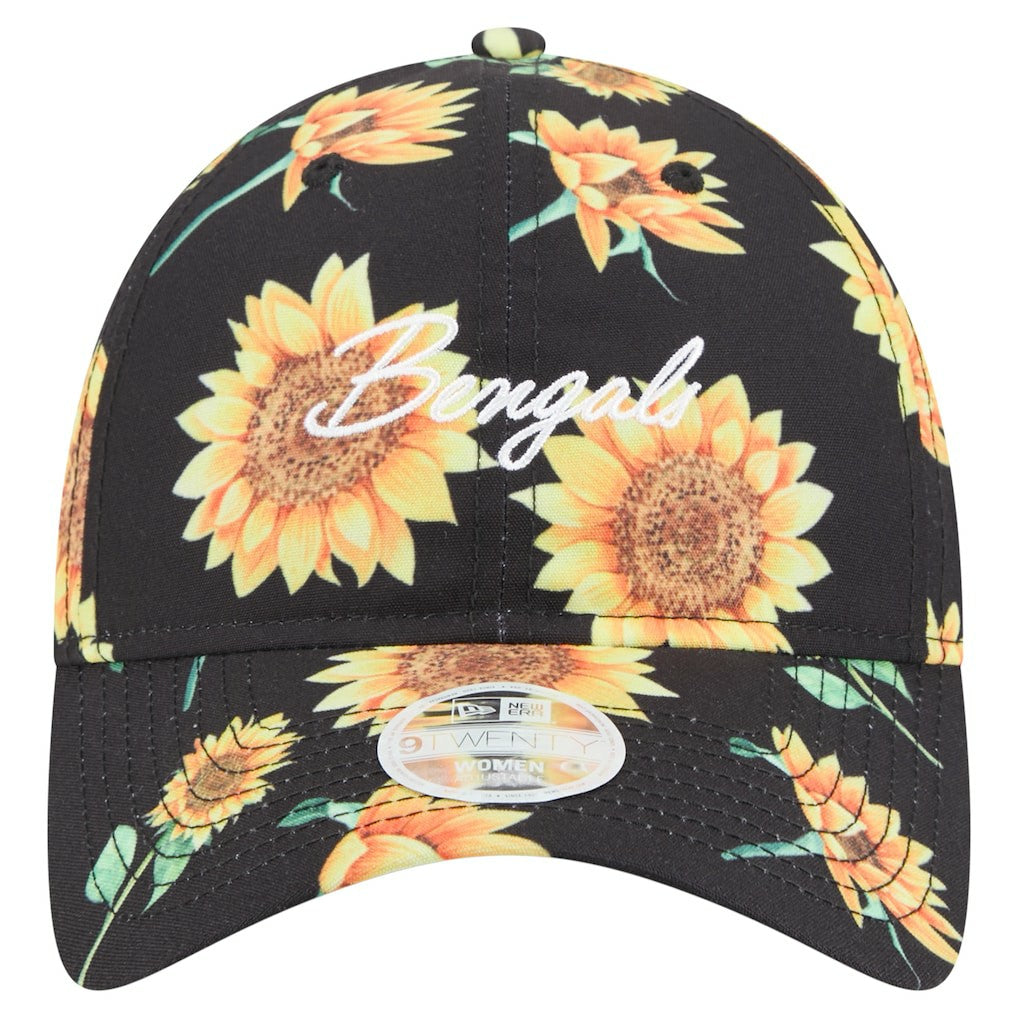 Cincinnati Bengals New Era Women's Adventure Sunflower 9TWENTY Adjustable Hat - Black Hats