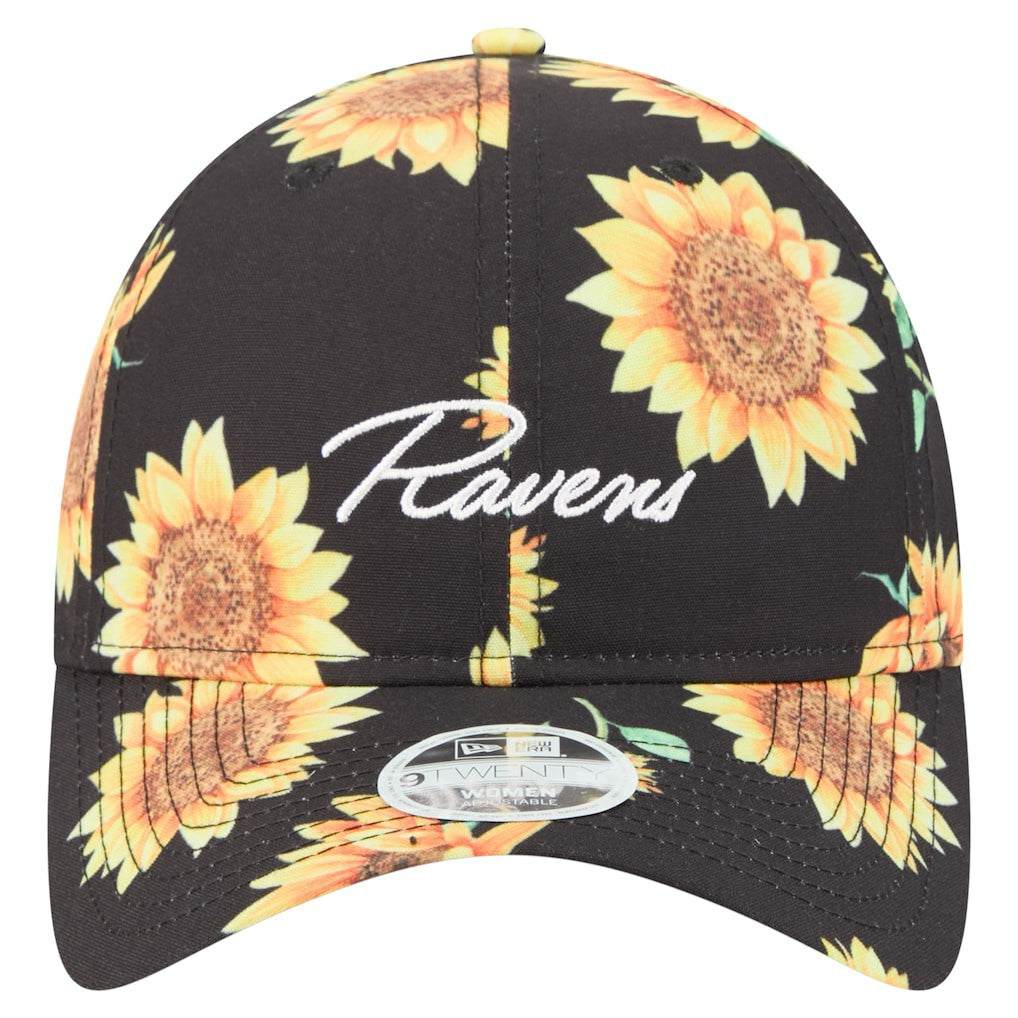 Baltimore Ravens New Era Women's Adventure Sunflower 9TWENTY Adjustable Hat - Black Hats
